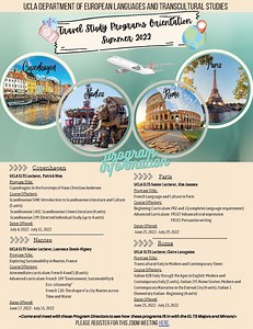 Travel Study Programs Orientation: Summer 2022 - UCLA European Languages & Transcultural Studies