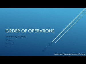 Order of Operations– Elementary Algebra