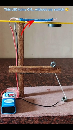 DIY Magnetic Power Trick ⚡ Light Turns ON Automatically! #shorts #diy #innovation #creative #led