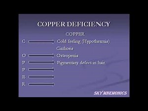 COPPER Deficiency - Biochemistry - SKY MEDICAL MNEMONICS