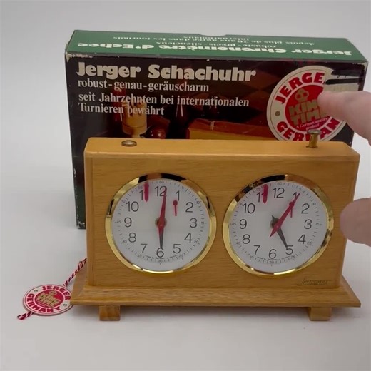 Vintage Jerger German Chess Clock – Dual Analog Wooden Tournament Timer (working) With Original Box & Tag - Etsy