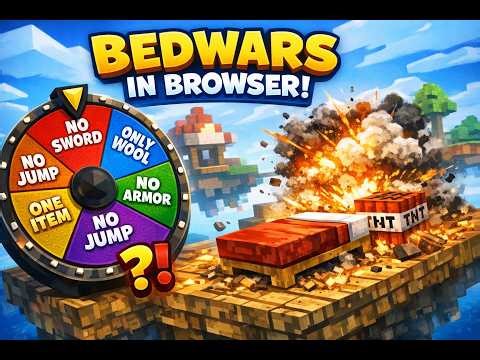 Bedwars in browser play but ai choose some challenges and we are gonna spin the wheel
