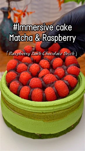 Matchrha & Raspberry #asmr #cake | Cake Decorating