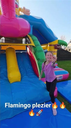 Ferry de roze Flamingo! feest kids plezier #verjaardag #fun Springplezier