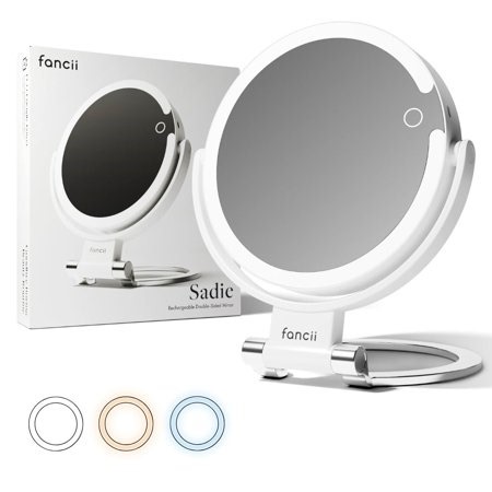 Fancii Travel Magnifying Mirror 10x /1x with Lights, Rechargeable | 9-Inch Extra Large LED Lighted Makeup Mirror, Folding Double Sided Portable Vanity Mirror, 3 Light Settings, Touch Se - Walmart.ca