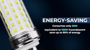 BlueStars 20W LED Corn Light Bulbs (4.5in), E12 Candelabra Base, 150W Equivalent 1600 lumens 6500K Cool Daylight Blue White, Non-dimmable for Home Garage, Outdoor, Ware House and Large Area, 4 Packs