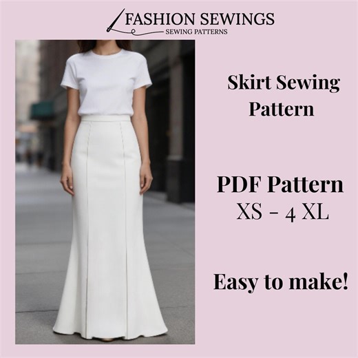 Woman Long Skirt Sewing Pattern + Sewing Instructions (PDF XS-4XL) - Etsy UK