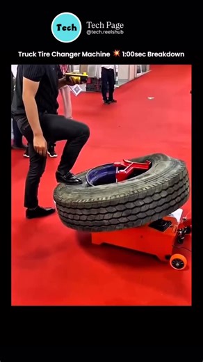 Tech page on Instagram: "A truck tire changer machine is designed to handle the heavy size and weight of commercial vehicle tires efficiently and safely. The process begins by securely clamping the truck wheel onto the machine’s reinforced turntable or clamping system to prevent movement. A powerful bead breaker then pushes the tire bead away from the rim, even on stiff, high-pressure truck tires. Next, the mounting arm and specialized tools lift and guide the tire off the rim using controlled h