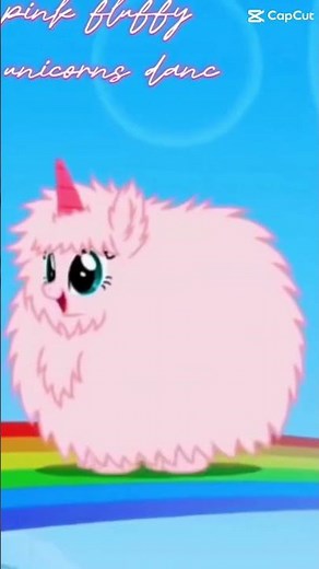Pink fluffy unicorns dancing on rainbows
