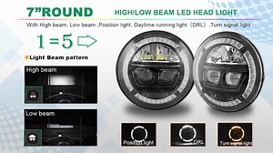 7 Inch Round Led Projector Sealight Headlight Led Headlights IP68 Universal High Beam 36W Low Beam 25W