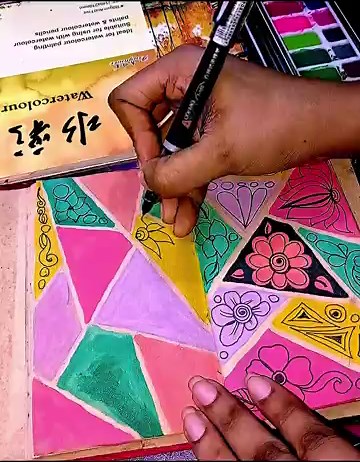 Colorful Zen Doodle Art | Relaxing Drawing Tutorial for Beginners 🌸✨ #art #shorts #zendoodle