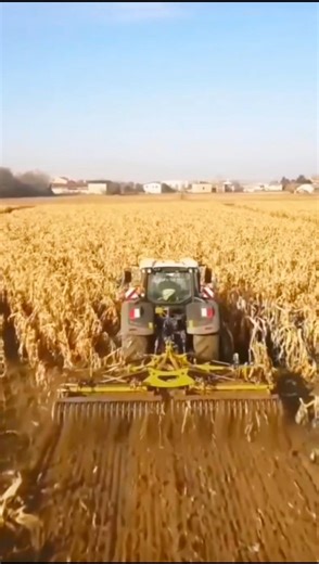 Harrowing a crop field with a tractor #usatractor #harrowing #americanfarming