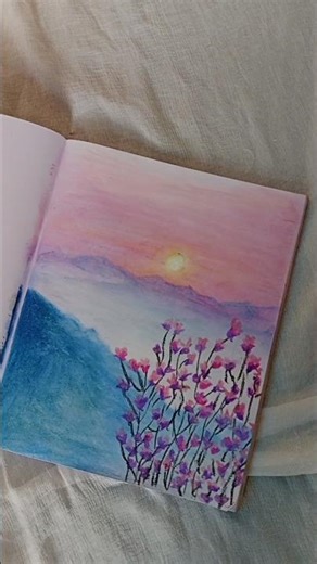 Sunset🌄#OilPastelDrawing#SunsetScenery#LandscapeDrawing#EasyArtTutorial #growthmindset #art