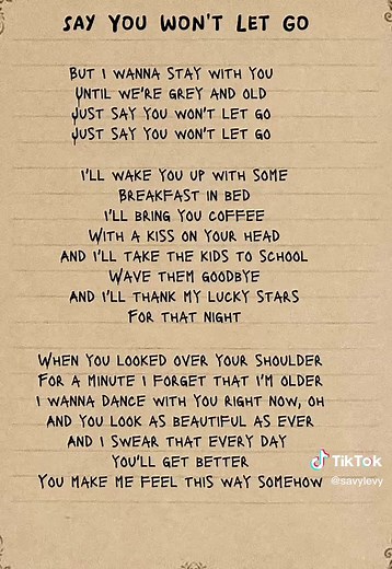 Full Lyrics: Say You Won't Let Go by James Arthur