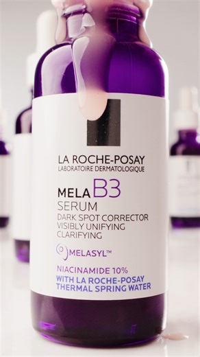 Experience the magic of Mela B3 Serum✨ 💜 Visibly reduces skin discoloration 💜 Reveals brighter, more radiant skin 💜 Improves skin plumpness #LaRochePosayUSA #LifeChangingDermatology #MelaB3 #AntiAging | La Roche-Posay