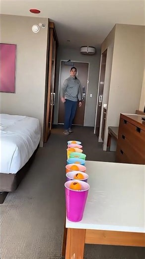 INSANE Ping Pong Trick Shot in Hotel Room 😱#satisfying #pingpong #youtube #pongball #shorts