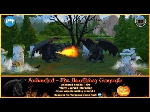 Bakies The Sims 4 Custom Content: Animated - 🔥 Fire Breathing Gargoyle (Halloween)