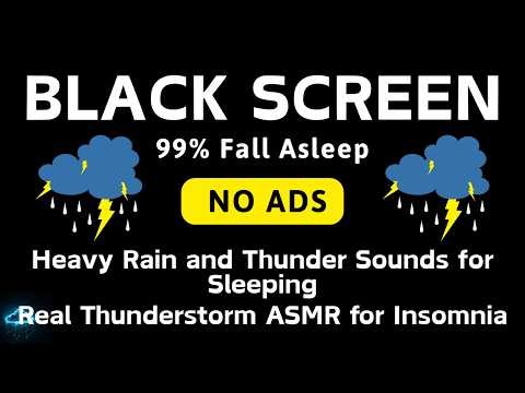 🔴 Heavy Rain and Thunder Sounds for Sleeping - Black Screen | Real Thunderstorm ASMR for Insomnia