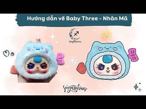 Hướng dẫn vẽ Baby Three cung Nhân Mã - Vẽ Baby Three 12 cung hoàng đạo - Draw Baby Three