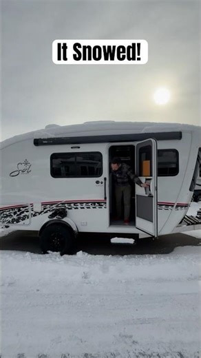 Surprise Snowfall Winter Camping Trailer