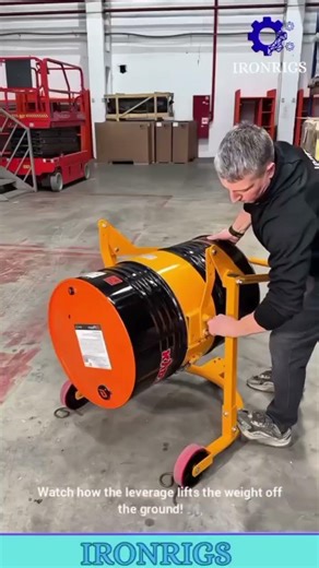 He Tips The 500lb Drum With Just One Finger?! 🛢️ This Yellow Cart Is PURE Magic! #tools