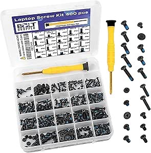 BOLT DROPPER 400pcs Laptop Screws w/Blue Nylok (20 Sizes) Titanium Nitride Screw Driver, Notebook Computer Screw Kit Set, Electronic Repair Screws for Hard Drive SSD Motherboard Fan Power Graphics