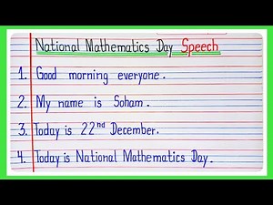 10 Lines Speech on National Mathematics Day/Speech on Maths Day/Speech on national mathematics day l