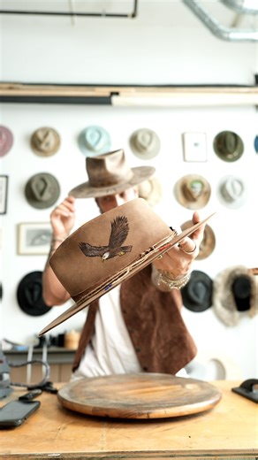 “Fly Like an Eagle: Authentic Rustic Brown Eagle Hat with Majestic Wings and Western Edge” | 11.11hats