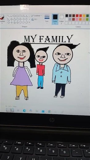 my family drawing in laptop paint app
