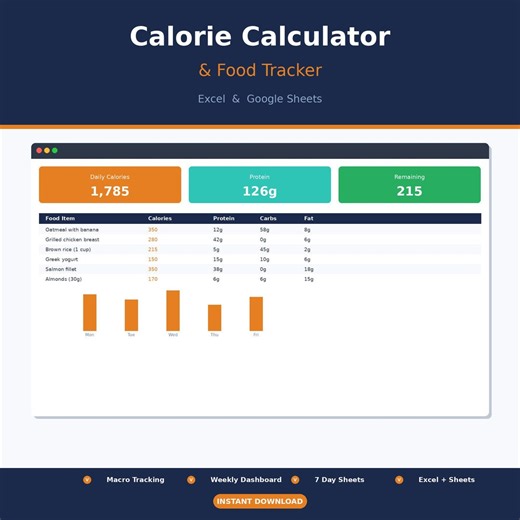 Calorie Calculator Spreadsheet | Daily Food Tracker Excel | Calorie Counter Log | Macro Tracker Sheet | Weight Loss Tool - Etsy UK