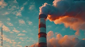 Environmental and Energy Concerns Raised by Industrial Smokestack Pollution. Concept Industrial Pollution, Environmental Impacts, Energy Concerns, Smokestack Emissions