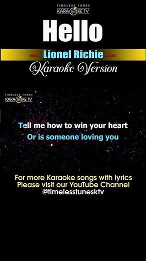 Hello - Lionel Richie (Karaoke Teaser) #karaoke #karaokesongs #karaokeversion #timelesstunesktv