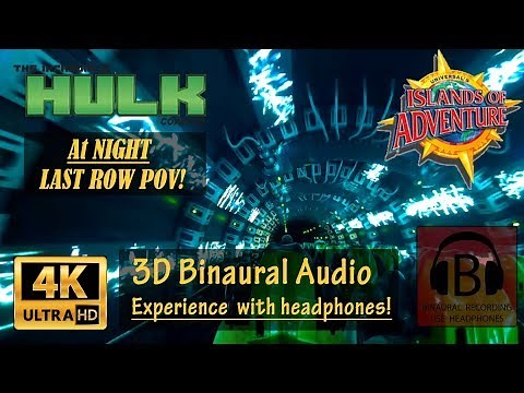 Incredible Hulk Last Row at NIGHT on-ride 4K POV Binaural Audio - Universal Orlando [4K, 3D Audio]