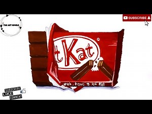 How to draw a realistic chocolate bar Kit Kat step-by-step | 3D chocolate painting | the art world |
