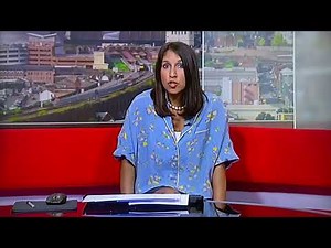 East Midlands News Presenter Black Leather Skirt clips