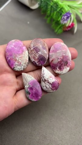 Natural Cobalto Calcite Cabochons, Mixed Shapes, Jewelry Making - 5pc Lot