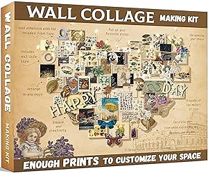DIY Wall Collage Kit Vintage Aesthetic Picture Gifts with String Lights Girls Boys Adults Art Craft Birthday Gift Age 12 13 14 15 16 17 18 Year Old and Up Cottagecore Botanical Room Bedroom Wall Décor