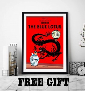 Tintin Cover "blue Lotus" - Digital Download 4k 300ppp High Quality, Tintin Poster, Album, Tintin in China - Etsy