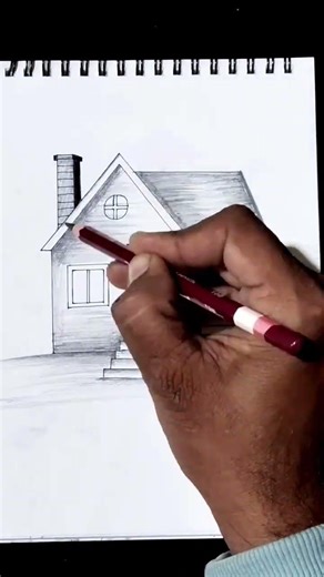 Easy House Drawing with Pencil ✏️ | Step by Step Sketch Tutorial 🏡 #shorts