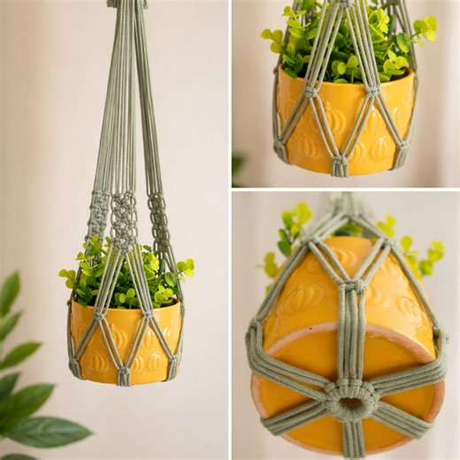 Tassel Free Plant Hanger, Gardener Gifts, Macrame Tassel Free, Hanging Plant Hanger, Home Office Decor, No Tassel Planter, Plant Holder - Etsy