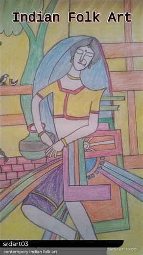 Indian Folk art/ Sketch Drawing/ Art Videos/ Chinta ta ta chita chita #trending #song #art#yt#shorts