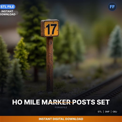 Ho Scale Railroad Mile Marker Posts, Set of STL File | 1:87 Scale | 3D Print Download - Etsy
