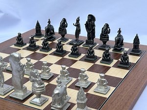Pewter Indian Chess Set: Ancient Sculpture Figures, Elephant Chessmen - Etsy Canada