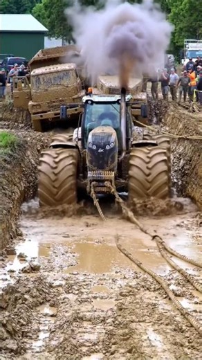 "Double Dump Truck Mud Rescue | Powerful Tractor Pull!"🚜🔥 #shorts