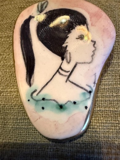 1950s Hand-painted Ceramic Brooch – MCM Lady Profile, High Gloss Glaze – Italian Studio Style - Etsy