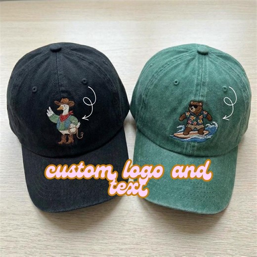 Custom Logo or Text Embroidered Dad Washed Cap, Personalized Gifts - Etsy