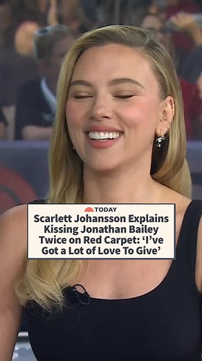 1.6M views · 12K reactions | Scarlett Johansson weighed in on fan reactions to the kisses she shared with her “Jurassic World Rebirth” co-star Jonathan Bailey on red carpets. “He’s a lovable guy. What can I say?” she said on TODAY. | Today Show | Facebook