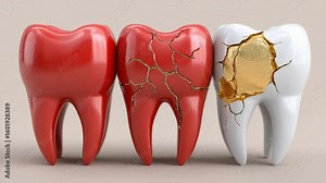 Dental Decay's progression: Capturing the stages of a tooth's decay in a visually striking image, revealing the different steps of tooth health issues.