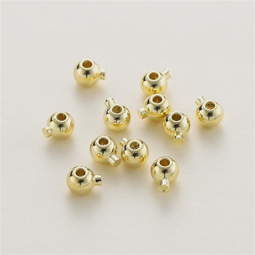 14K Gold Filled 3.4mm Crimp End Beads, Jewelry End Caps for Bracelet Necklace, Wire Fastening Components, DIY Jewelry Findings er2698-9