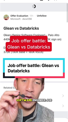 Job offer battle: Glean vs Databricks #paytransparency #salarytransparency #techindustry #softwareengineer #joboffer